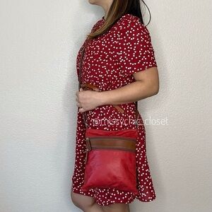Florence Genuine Leather Italy Red Crossbody Bag